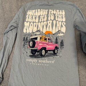 Simply Southern Gray Shirt with Pink Jeep and Mountain Design